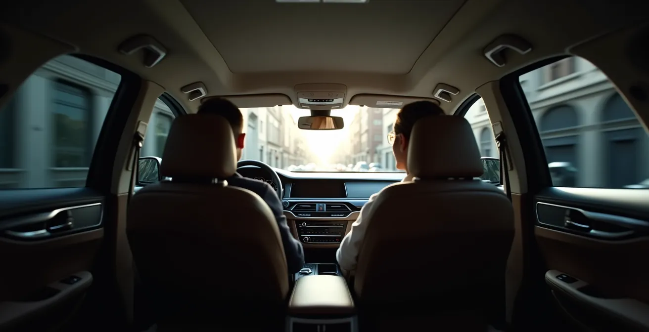 Intérieur de véhicule de direction avec équipements de confidentialité pour dirigeants