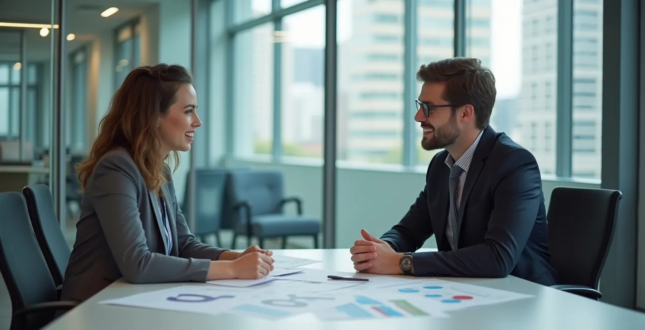 Manager et directeur en discussion constructive dans un bureau moderne