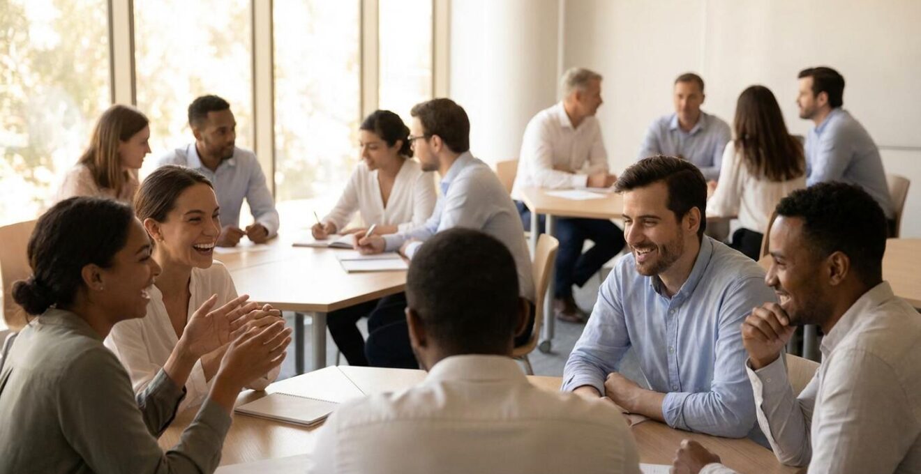 Configuration en îlots collaboratifs avec équipements technologiques intégrés