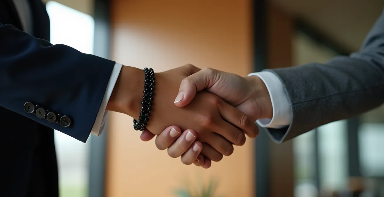 Poignée de main professionnelle entre partenaires d'affaires dans un environnement international