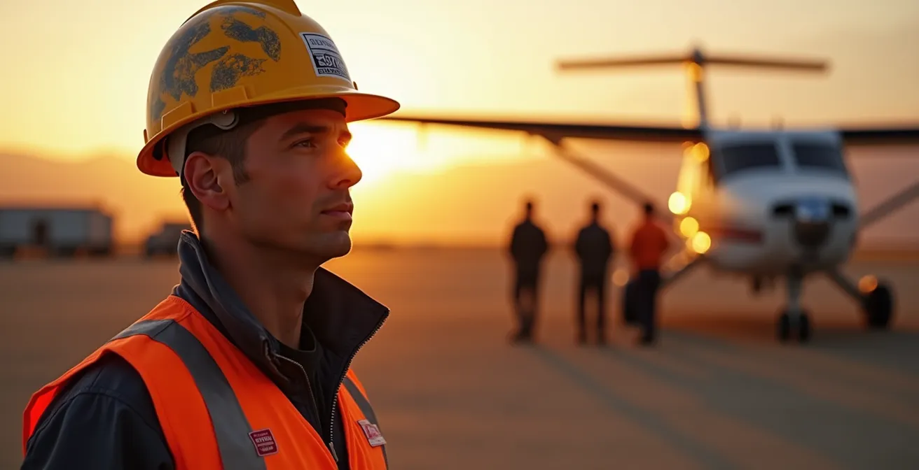 Travailleurs en rotation FIFO sur un site industriel avec hébergement temporaire